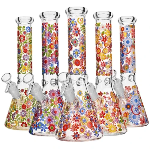 10" Retro Flower Art Beaker Water Pipe - with 14M Bowl (MSRP $60.00)