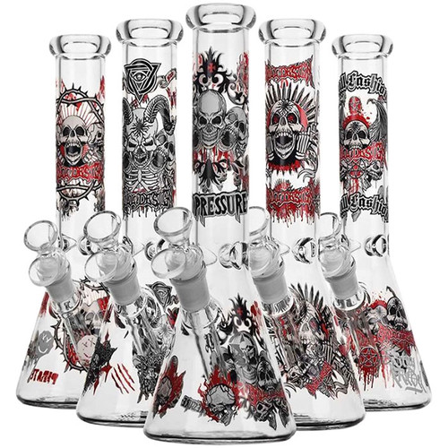 10" Gothic Skull Beaker Water Pipe - with 14M Bowl (MSRP $60.00)