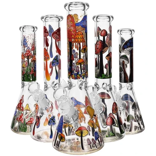 10" Psychedelic Mushroom Beaker Water Pipe - with 14M Bowl (MSRP $60.00)