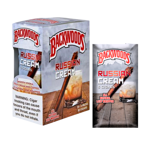 Backwoods - Cigar Wraps (3ct) Display of 10 - Russian Cream (MSRP $3.99ea)