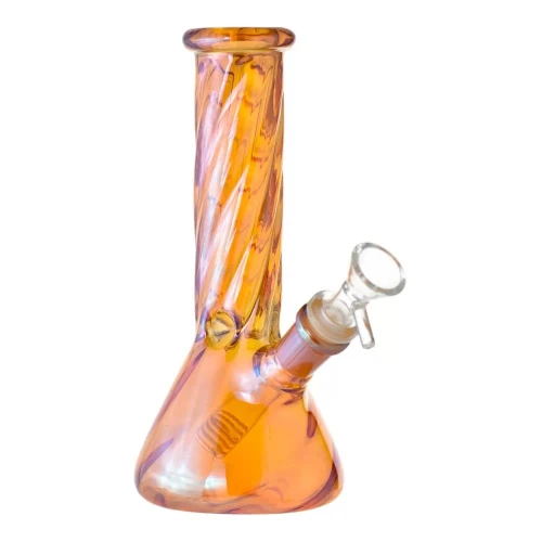 8" Swirl Design Electro Plated Beaker Water Pipe - with 14M Bowl (MSRP $35.00)