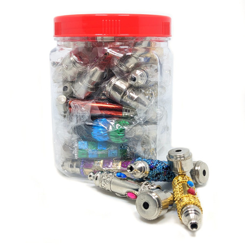 Metal Hitter Hand Pipe with Caps - 24ct Jar (MSRP $5.00ea)