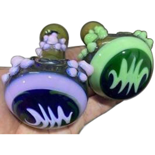 5" Gold Fumed Double Glass Slyme Reverse Spoon Hand Pipe (MSRP $40.00)