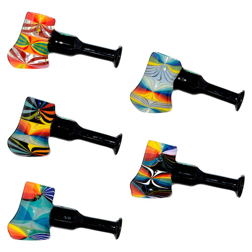 Calibear - Assorted Starburst Axe Hand Pipe - 5 Pack (MSRP $50.00ea)