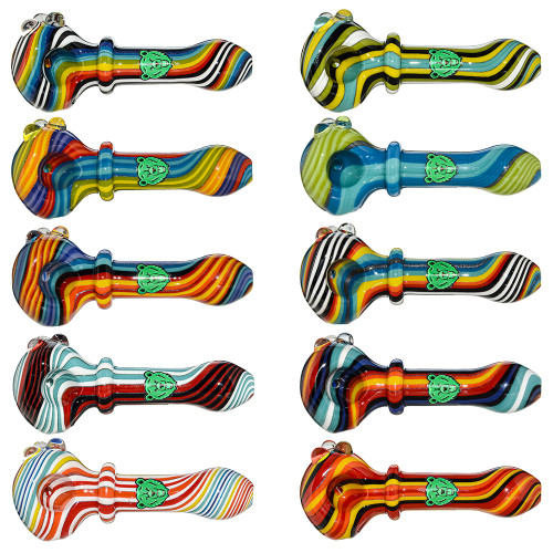 Calibear - Assorted Rainbow Color Stripe Spoon Hand Pipe - 10 Pack (MSRP $30.00ea)