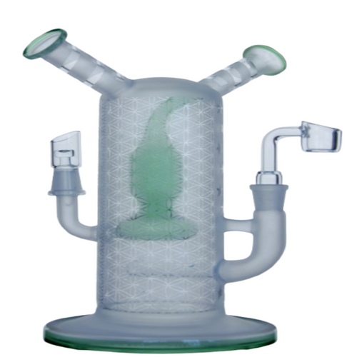 Calibear - Double Trouble Rig Water Pipe 14M Bowl - Pink (MSRP $80.00)