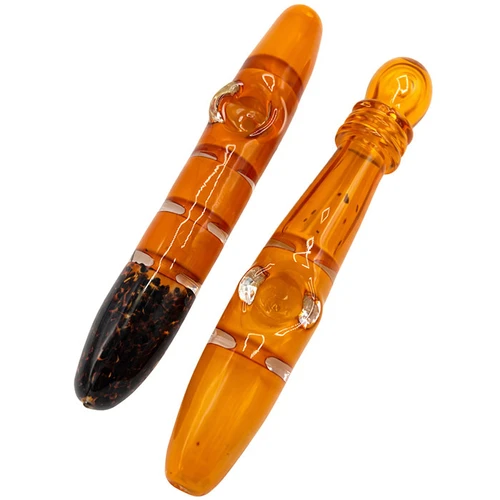 6.5" Frit Art Heavy Gold Fumed Rim Steam Roller Hand Pipe - 2 Pack (MSRP $15.00ea)
