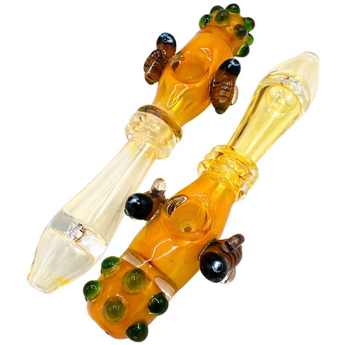 8" Gold Fumed Rim HoneyBee Steam Roller Hand Pipe - 2 Pack (MSRP $20.00ea)
