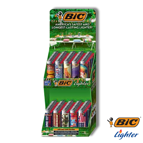 BIC - Maxi Classic Lighter (100ct) 2-Tier Display  $5 off Promotion Summer Vacation and Americana (MSRP $4.99ea)