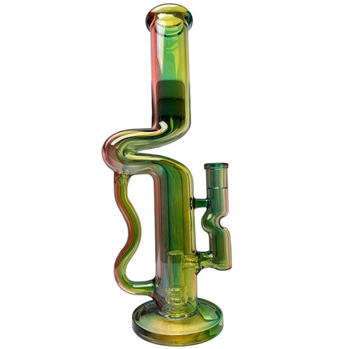 12" Electro Plated Color One Kink Zong Handle Water Pipe - with 14M Bowl & 4mm Banger (MSRP $65.00)