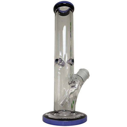 12" 9mm Color Rim and Base Ring Straight Water Pipe - with 14M Bowl & 4mm Banger  (MSRP $65.00)