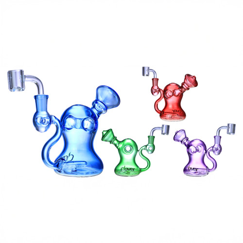 Clover Glass - 6″ Mini Hourglass Dab Rig Water Pipe - with 14M Banger (MSRP $40.00)