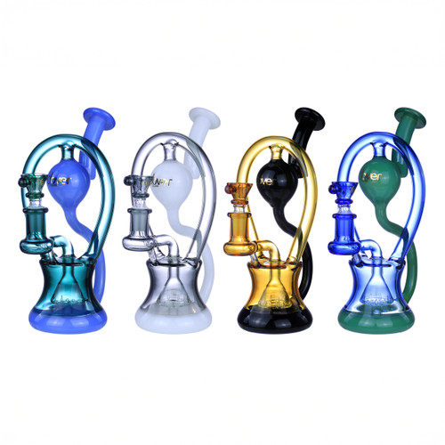 Clover Glass - 9" Unique Recycler Water Pipe - with 14M Bowl & 4mm Banger (MSRP $60.00)