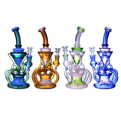 Clover Glass - 9.5" Multi Tube Recycler Water Pipe - with 14M Banger (MSRP $60.00)