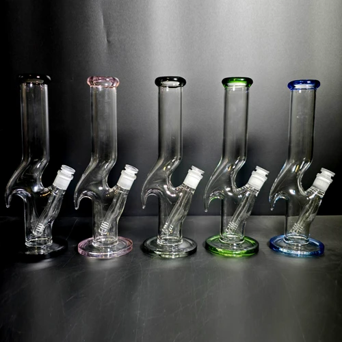 12" Zong  Water Pipe – 1 Kink Bent Neck Tube with Blue Accents (MSRP $50.00)
