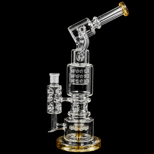 16" Recycler Water Pipe with Multi Perc System – Gold Accent (MSRP $100.00)