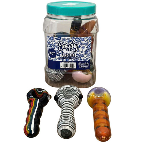 Everyday - 4" Mix Design Premium Spoon Hand Pipe - 10ct Jar (MSRP $125.00)