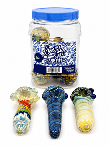Everyday - 4" Mix Heavy Spoon Hand Pipe - 9ct Jar (MSRP $140.00)