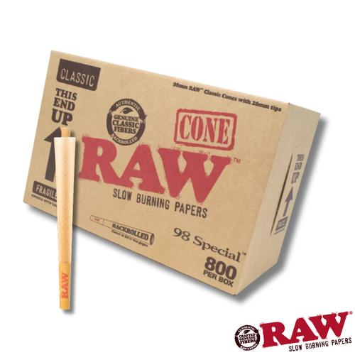 RAW - Classic 98 Special Cones - Box of 800 (BULK) (MSRP $100.99)
