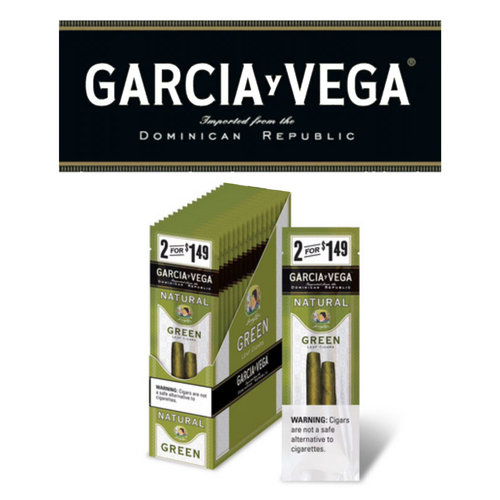 Garcia y Vega - (2ct) Cigar Wraps Display of 15 (Pre-Priced $1.49) - Natural Green