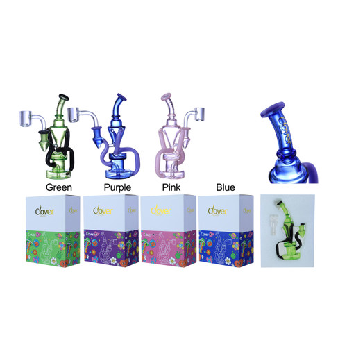 Clover Glass - 6" Assorted Reclaim Recycler Water Pipe - with 14M Banger (MSRP $75.00)