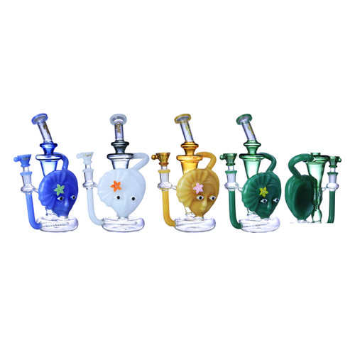 Clover Glass - 9" Assorted Mermaid Recycler Water Pipe - with 14M Bowl (MSRP $75.00)
