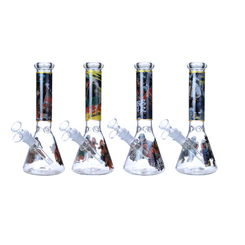 Clover Glass - 10" Assorted Skateboard Decal Beaker Water Pipe - with 14M Bowl (MSRP $35.00)