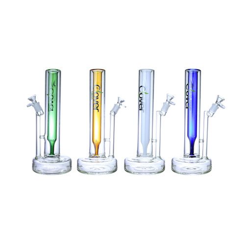 Clover Glass - 13" Assorted Bat Perc Straight Water Pipe - with 14M Bowl (MSRP $75.00)