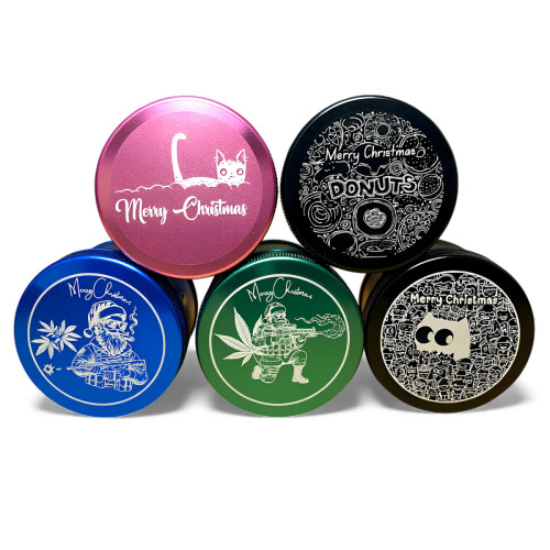62mm Assorted Color Festive XMAS Grinder - Set of 5 (MSRP $20.00ea)