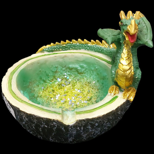 Ceramic Green Glitter Dragon Ashtray (MSRP $15.00)