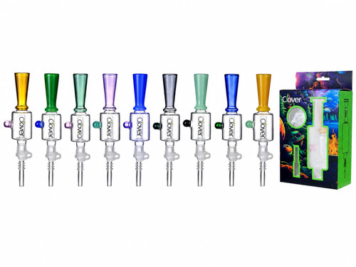 Clover Glass - 6" Assorted Color Dome Perc Nectar pipe with 10M Tip (MSRP $25.00)