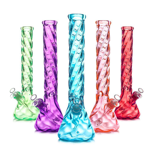 16" Assorted Color Twisted Neck Beaker Water Pipe - with 14M Male Bowl (MSRP $100.00)