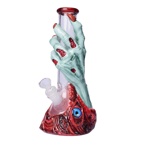 10" Clay Zombie Hand Beaker Water Pipe - with 14M Male Bowl (MSRP $50.00)