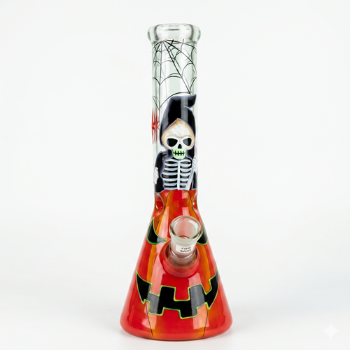10" Assorted Halloween Design Beaker Water Pipe - with 14M Male Bowl (MSRP $30.00)