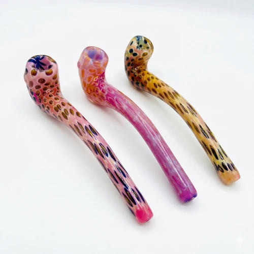 7" Slime Gold Fumed Dot Sherlock Hand Pipe - 2 Pack (MSRP $20.00ea)