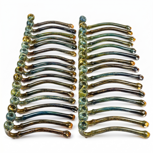 10" Gold fumred Frit Dot Sherlock Hand Pipe - 2 Pack (MSRP $20.00ea)