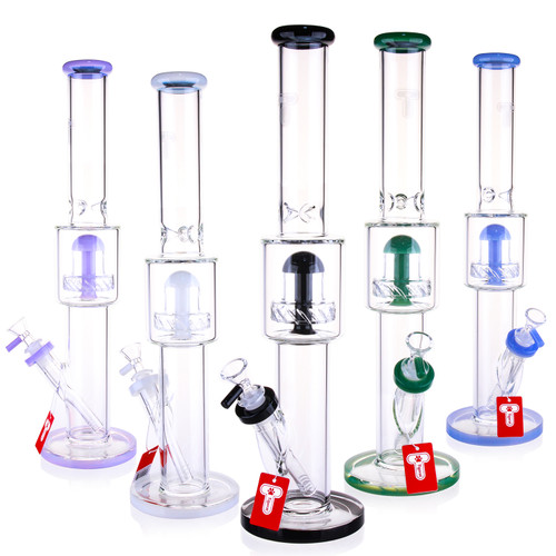 Tigerat - 17" Assorted Color Tube Rim Matrix Tire Perc Straight Water Pipe - with 14M Male Bowl (MSRP $40.00)