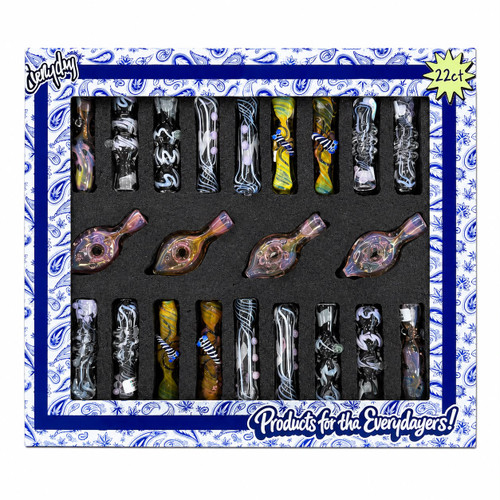 Everyday - 3" Assorted Desgin Hitter Glass Chillum Hand Pipe - 22ct Display (MSRP $15.00ea)