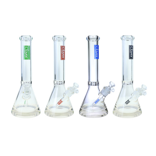 Clover Glass - 14" 7mm Assorted Colors "Clover Glass" Beaker Water Pipe - With 14M Bowl (MSRP $40.00)