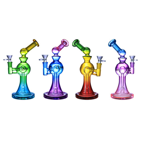 Clover Glass - 9" 7mm Multi Colors Dab Rig Water Pipe - With 14M Quartz Banger (MSRP $40.00)