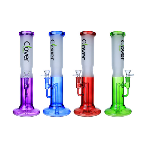 Clover Glass - 13" 5mm Assorted Color Tube Perc Straight Water Pipe - With 14M Bowl (MSRP $40.00)