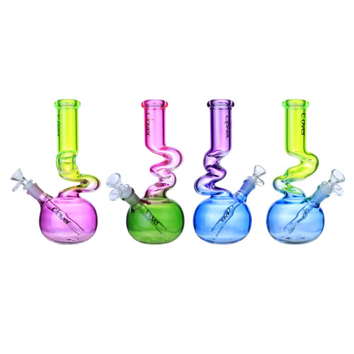 Clover Glass - 10" 5mm Assorted Color Kinky Beaker Water Pipe - with 14M Bowl (MSRP $30.00)