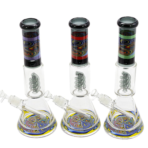 16" 25mm Thick Base Swirl Perc Assorted Beaker Water Pipe (MSRP $60.00)