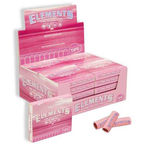 Elements - Pink Prerolled Tips - 21ct Display of 20 (MSRP $1.99ea)