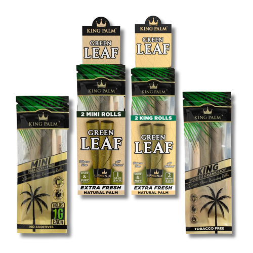 King Palm - Green Leaf Tubes - 2ct Display of 10 (MSRP $4.00-5.00ea)