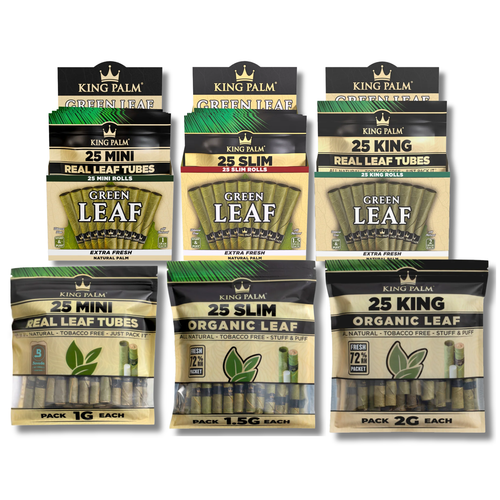 King Palm - Green Leaf Tubes - 25ct Display of 4 (MSRP $20.00-30.00ea)