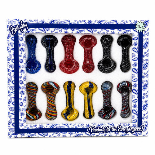 Everyday - 3" Premium Assorted Candy Colors Art Hand Pipe - 12ct Display - (MSRP $15.00ea)