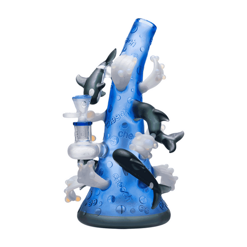 Cheech Glass - Dolphins Swimming Around Blue Sea Rig (MSRP $140.00)
