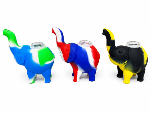 4" Assorted Colors Silicone Elephant Bubbler - 25ct Bag (MSRP $8.00ea)