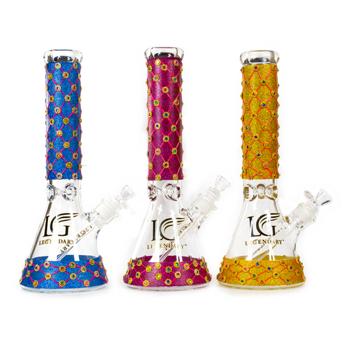 Legendary - Assorted Chain n Crystal Beaker Water Pipe with 14M Male Bowl (MSRP $60.00)